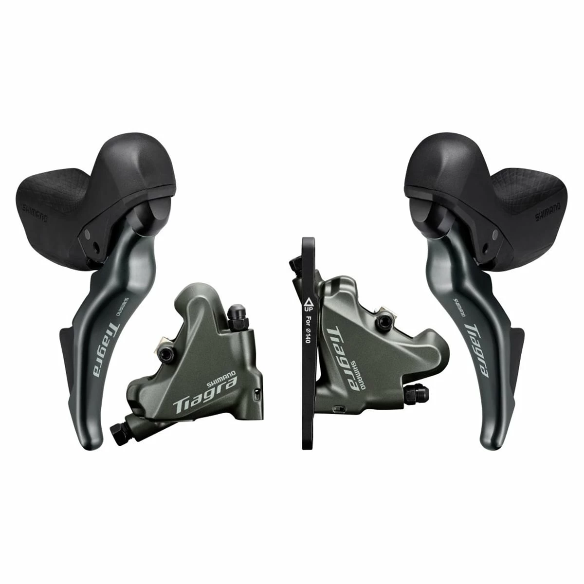 Shimano Tiagra ST-4725 Brake/Shift Lever Combination 2x10 Speed With BR-4770 Disc Brake Calipers (Front & Rear)