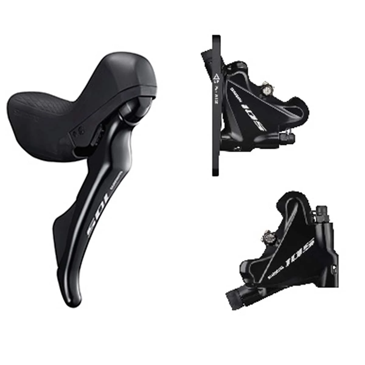 Shimano 105 ST-R7020 STI Brake/Shift Lever Combination With BR-R7070 Disc Brake On Front + Rear